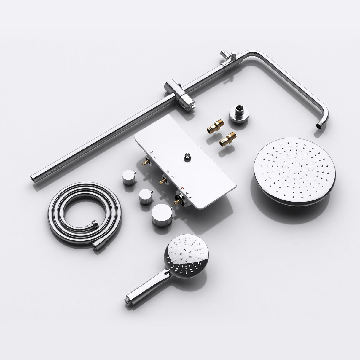 Système de douche Glasvilla avec douchette et pommeau de douche, douche de pluie, kit de fixation murale