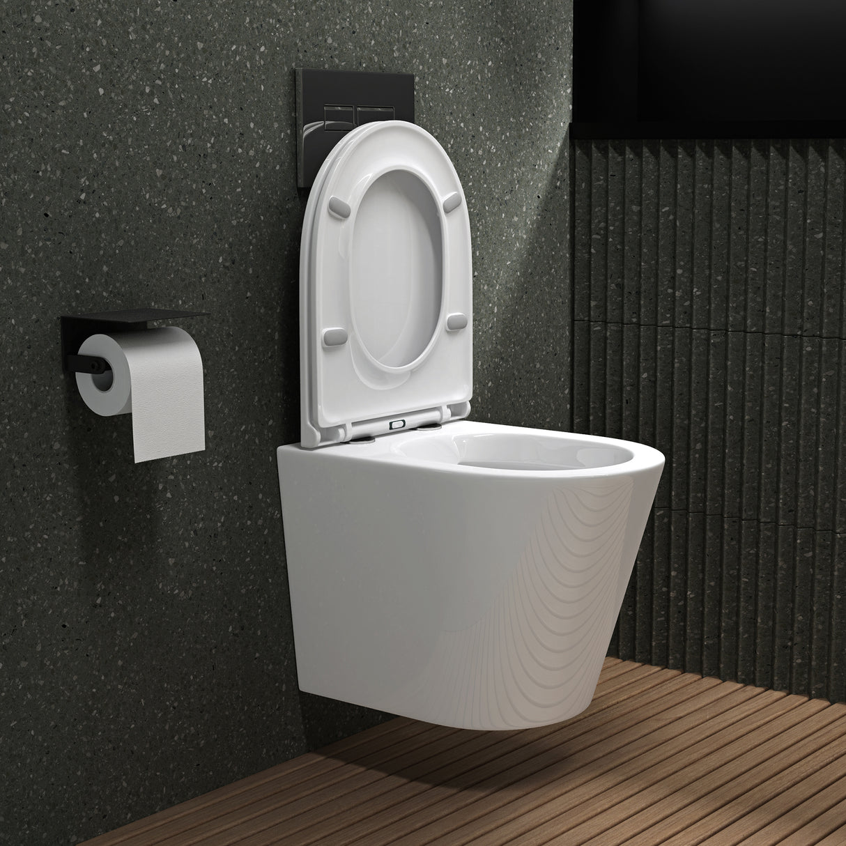 glasvilla Sanitari Bagno Sospeso in Ceramica, WC Sospeso senza Brida con Chiusura di Soft Close Aachen108