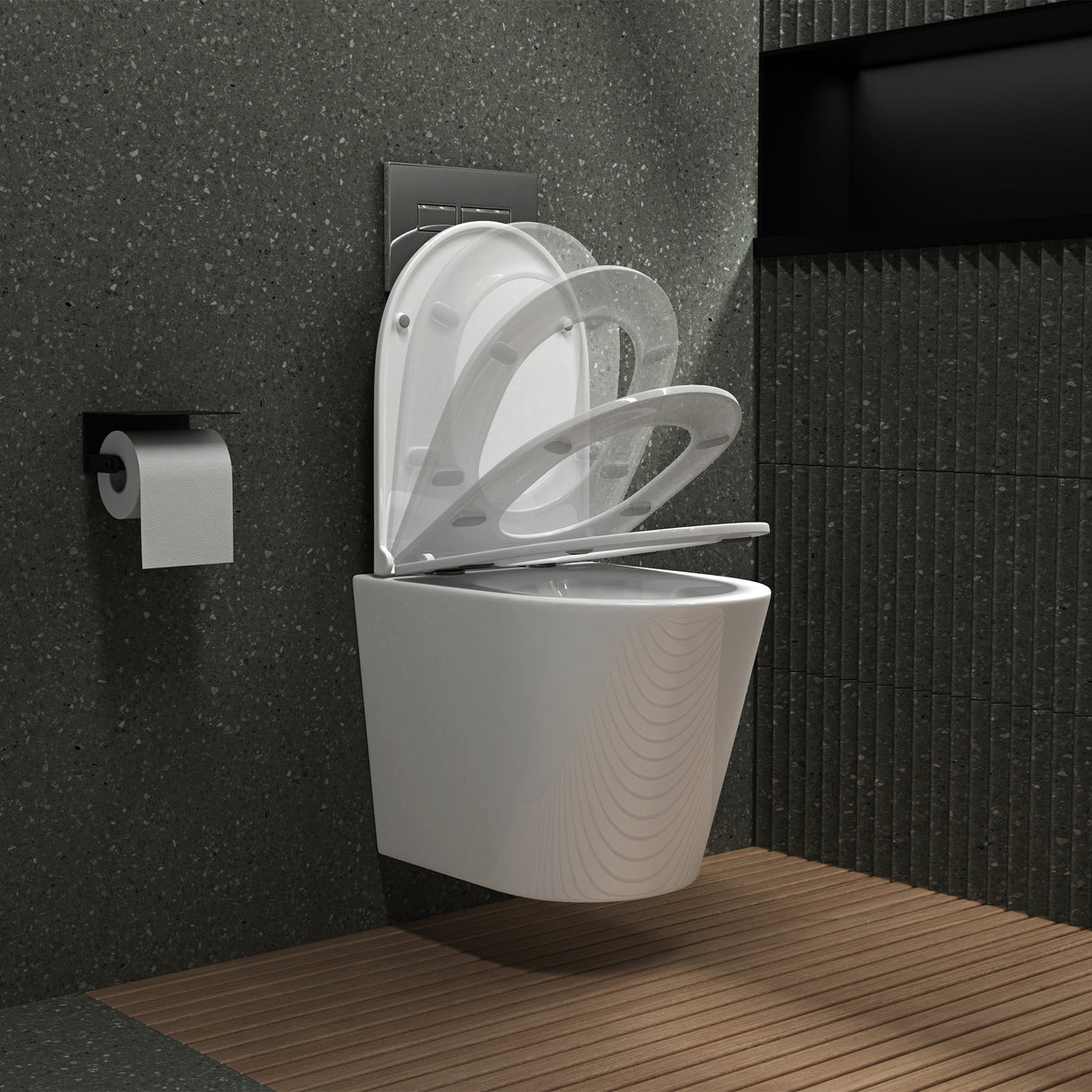 glasvilla Sanitari Bagno Sospeso in Ceramica, WC Sospeso senza Brida con Chiusura di Soft Close Aachen108