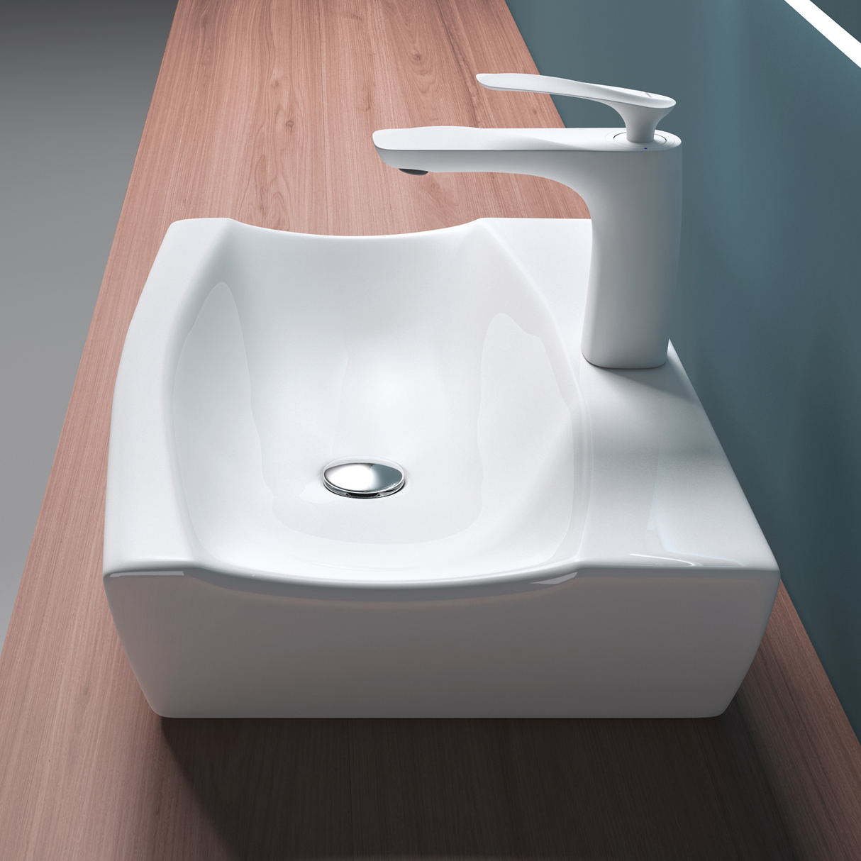 Vasque à poser Glasvilla, modèle Brussels 152B blanc, en céramique avec nano-revêtement