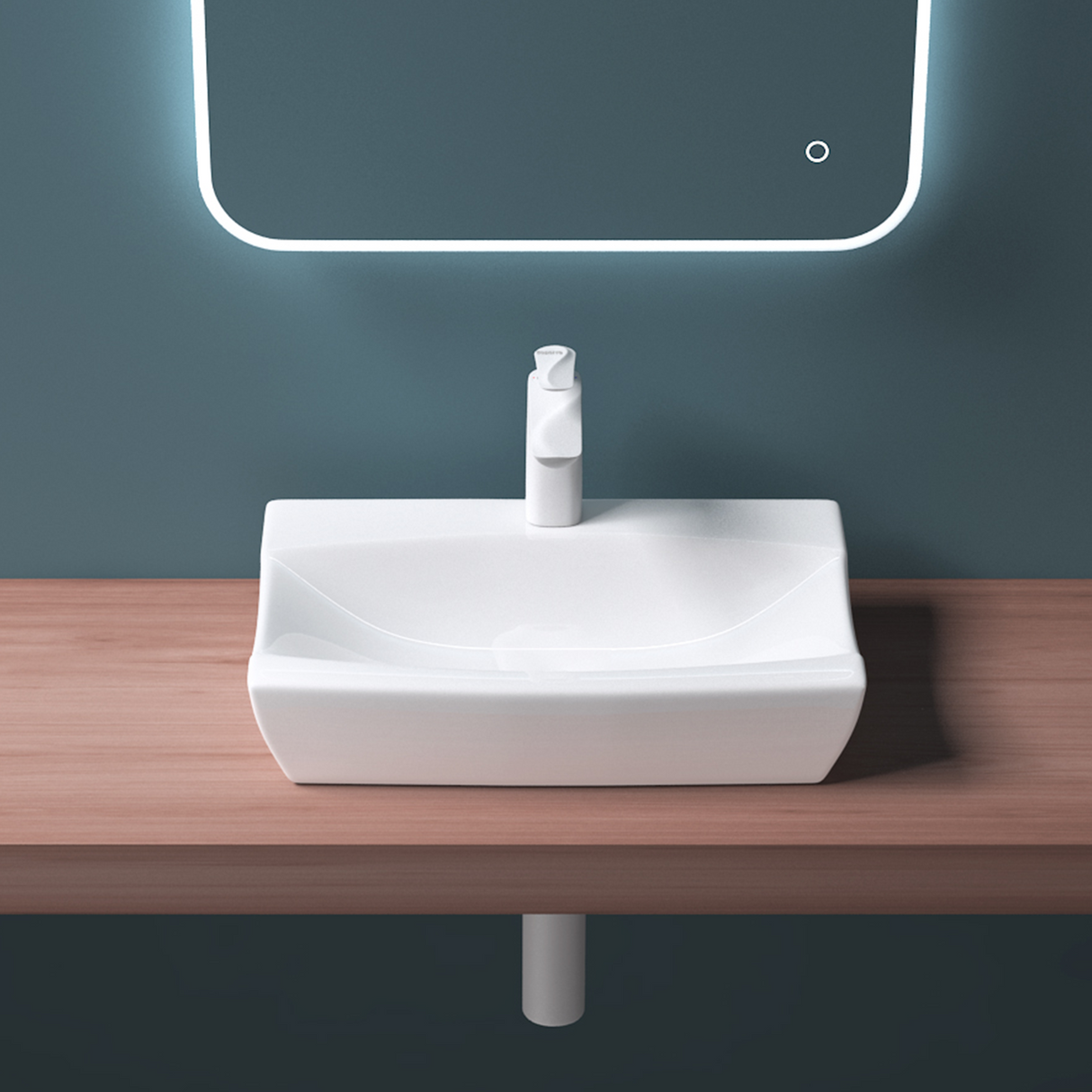 Vasque à poser Glasvilla, modèle Brussels 152B blanc, en céramique avec nano-revêtement