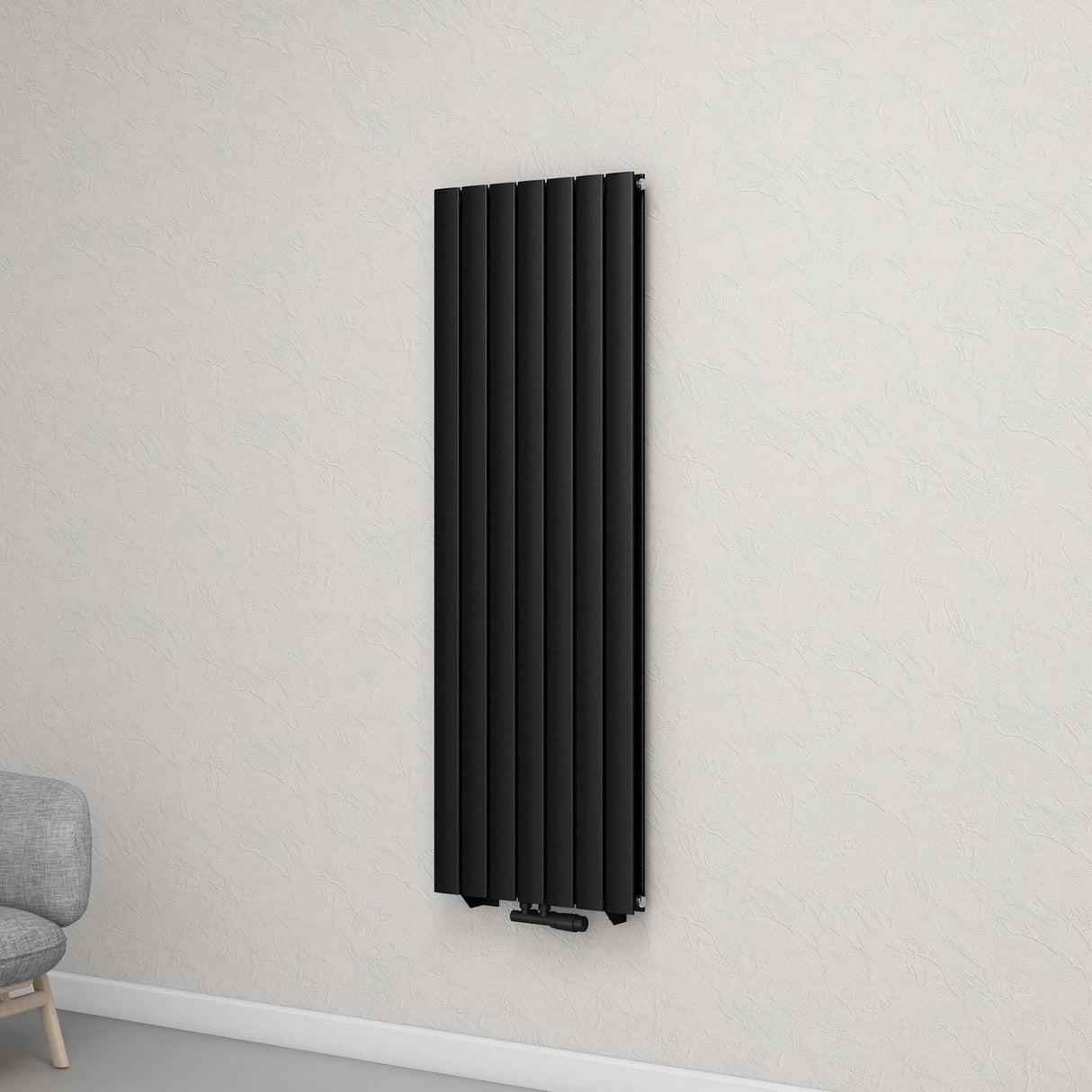 radiador plano Glasvilla con conexión central y conexión lateral, radiador de panel, calefacción de baño, de una capa de acero FV