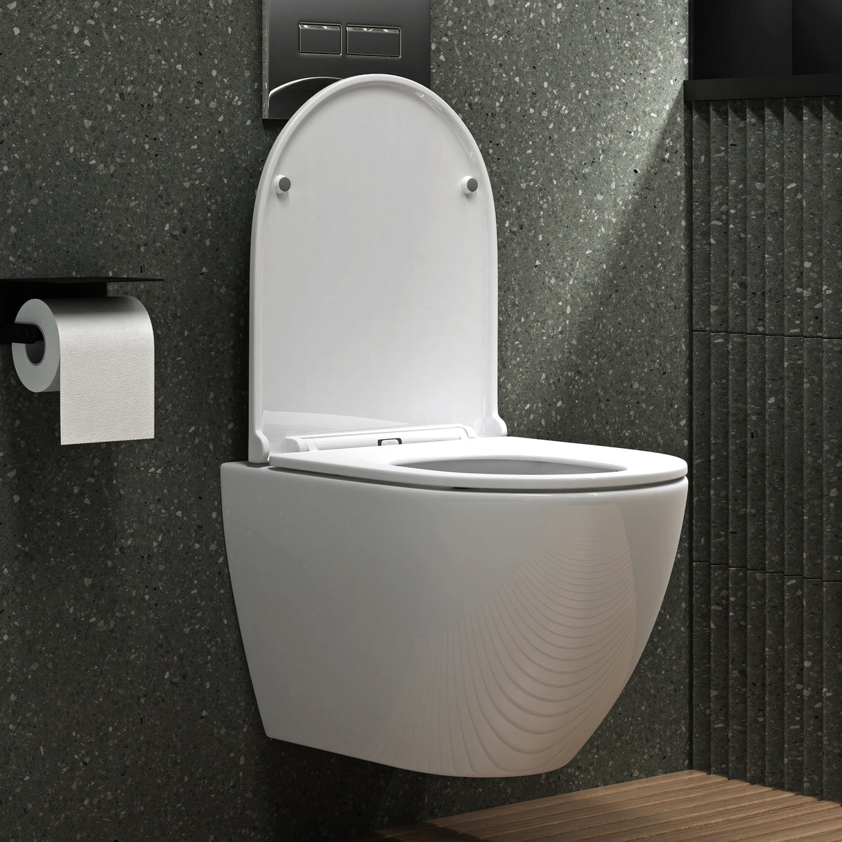 glasvilla Wand WC spülrandlos Schwarz Hänge WC spülrandlos Toilette WC mit Sitz Softclose Aachen179