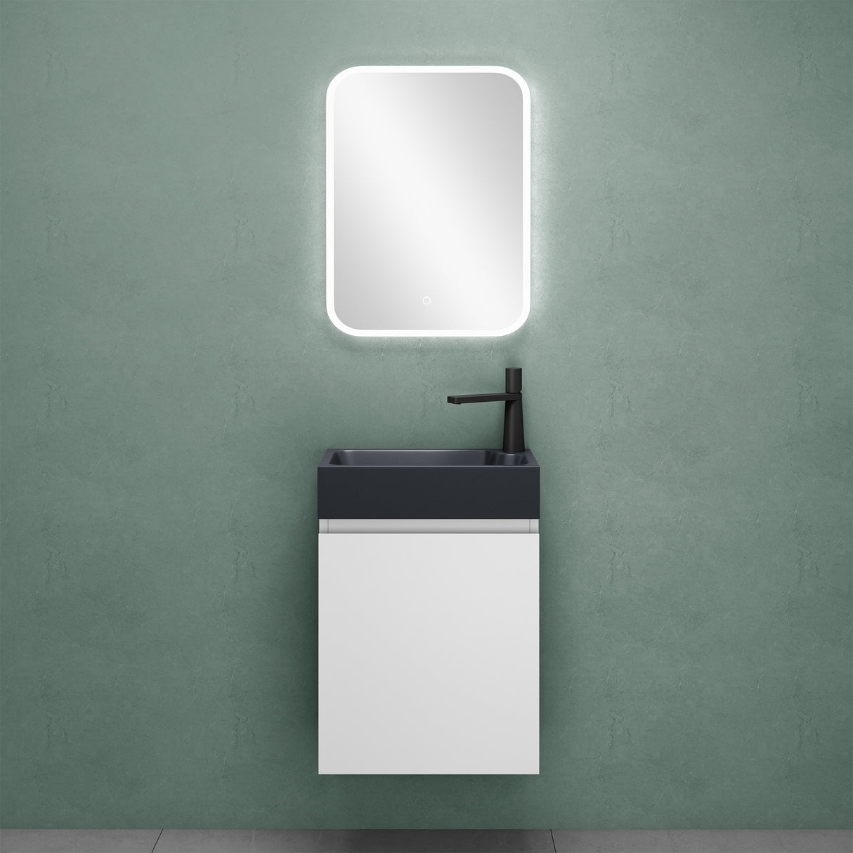 glasvilla Mobile Bagno Sospeso con Lavabo Antracite Opaco Mobiletto da Bagno 46x26x63cm Pisa02