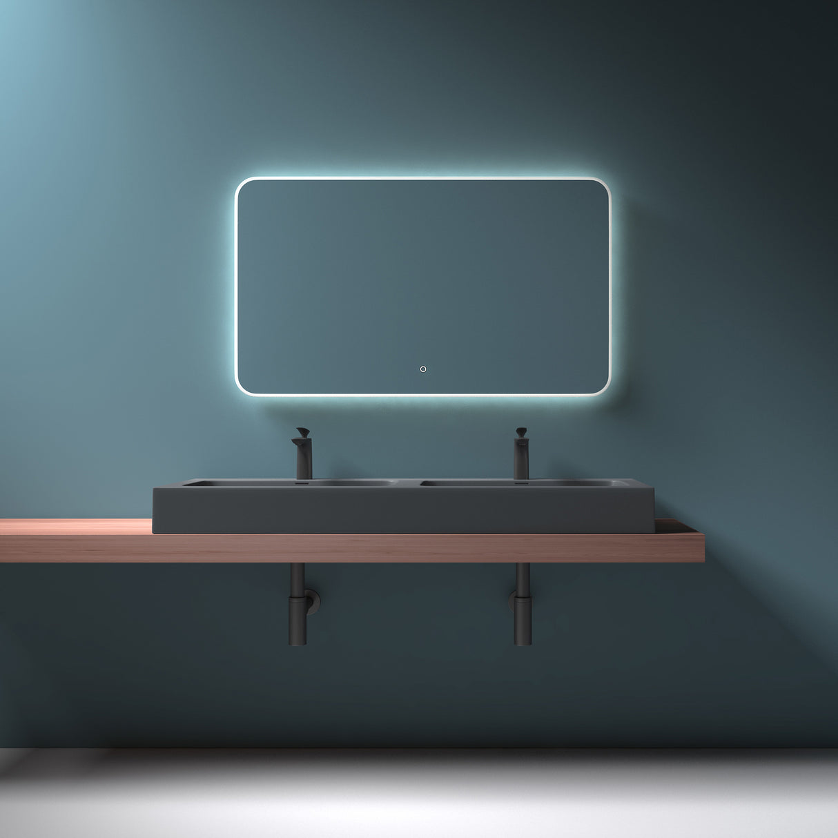 glasvilla Doppelwaschbecken Aufsatzwaschbecken Hängewaschbecken Waschbecken mineralguss Waschplatz Waschtisch Col830