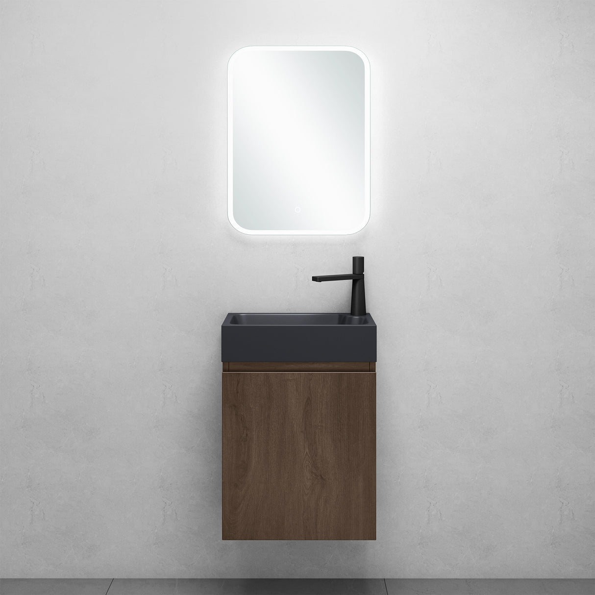 glasvilla Mobile Bagno Sospeso con Lavabo Antracite Opaco Mobiletto da Bagno 46x26x63cm Pisa02