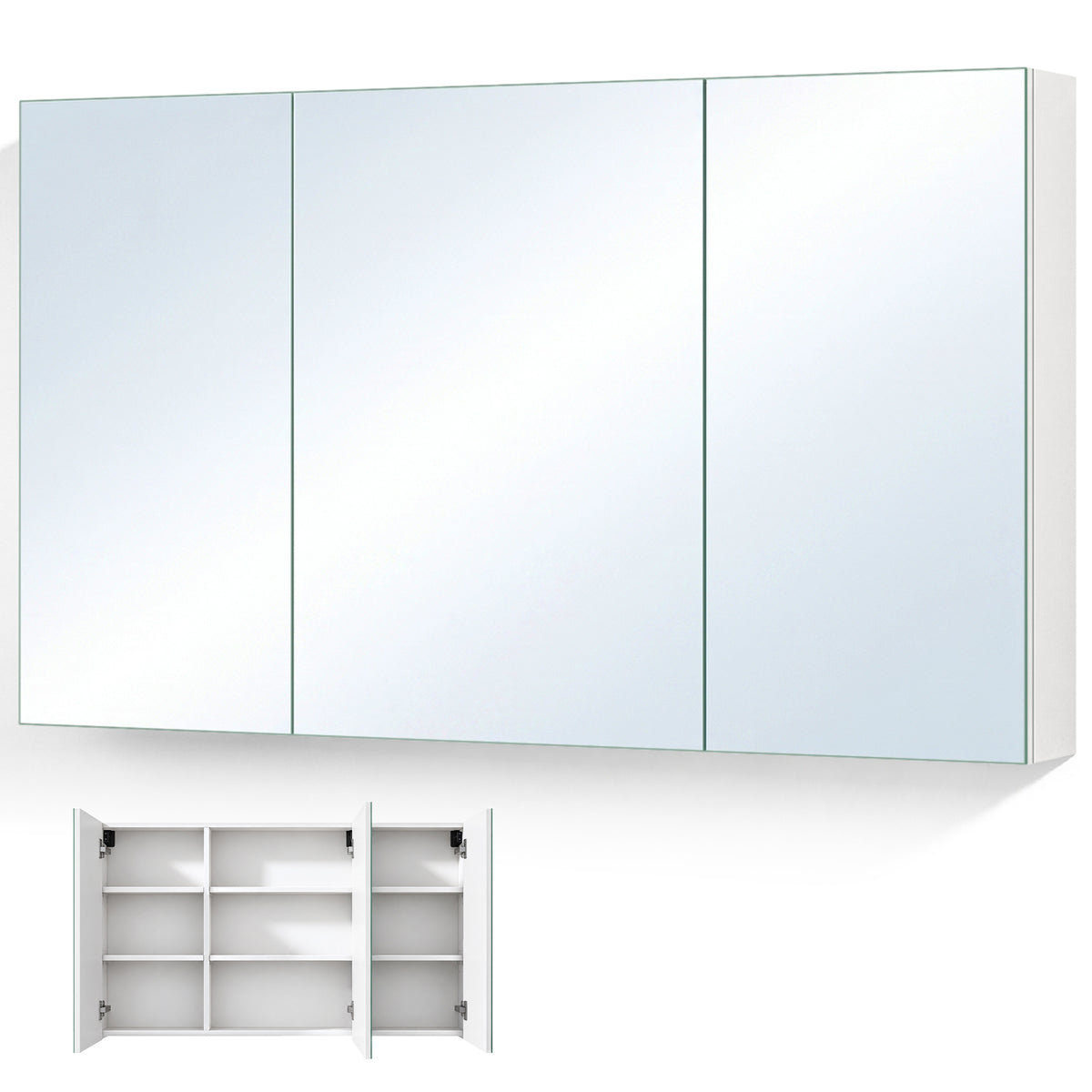Glasvilla Armario Espejo de Baño con Puertas Sin Marco y Estantes Ajustables – Spiegelschrank 02