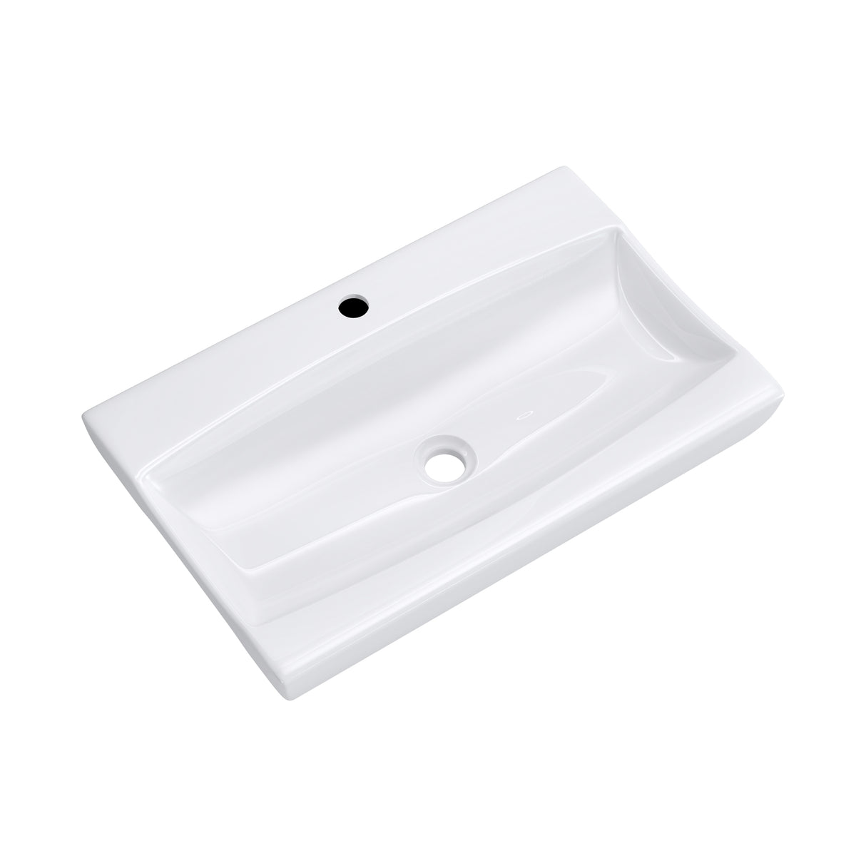 Lavabo à poser Glasvilla, Lavabo suspendu, Dimensions (L x H x P) : 63 x 40 x 12 cm, Céramique blanche avec revêtement nano, Bruxelles 890