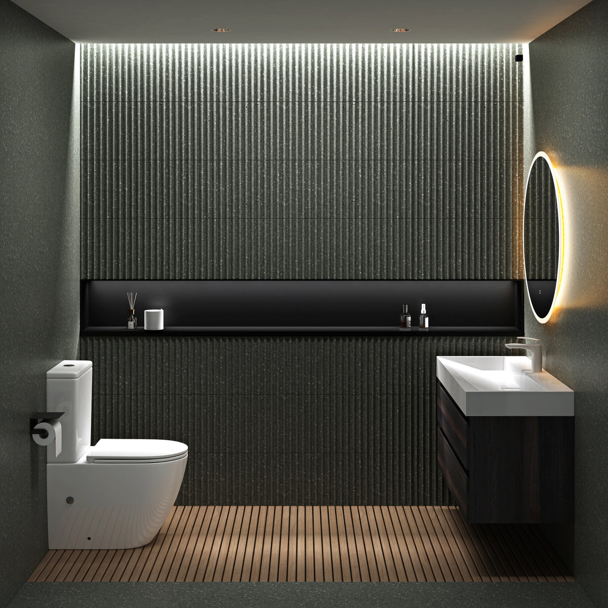 glasvilla Stand WC mit Spülkasten spülrandloses-WC bodenstehende-Toilette aus Keramik, weiß/matt schwarz 36x63x82cm, mit Absenkautomatik, inkl. Spülkasten, Stand179T