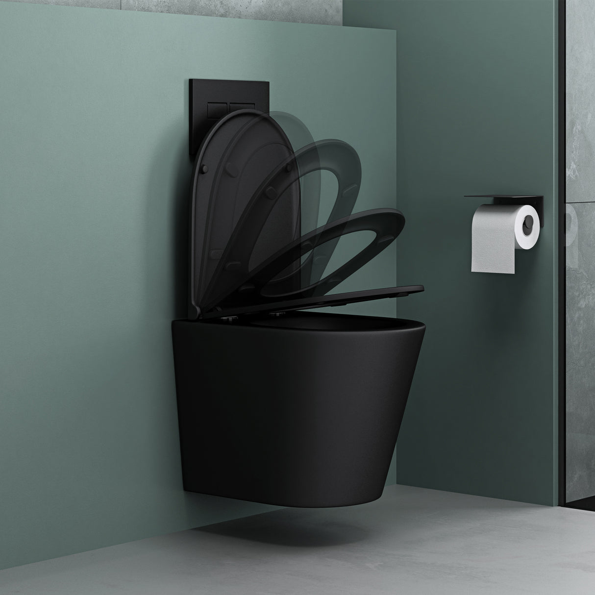 glasvilla Sanitari Bagno Sospeso in Ceramica, WC Sospeso senza Brida con Chiusura di Soft Close Aachen108