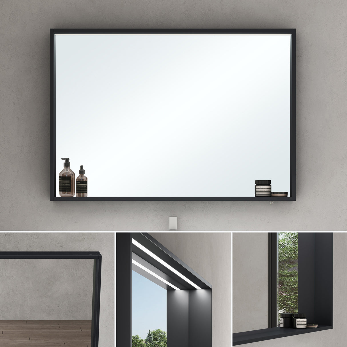 glasvilla Armadietto a Specchio con Luce Specchio con Pensile per Bagno con Luce LED Mobiletto da Bagno con Ante a Specchio Spiegelschrank-01