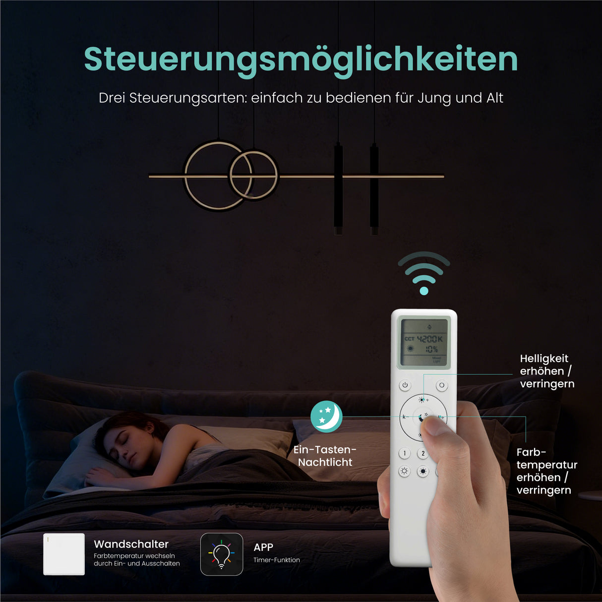 lampara colgante glasvilla 100cm LED diseño lineal 3000K/4000K/6000K cable ajustable 38W lámpara colgante para comedor sala de estar dormitorio