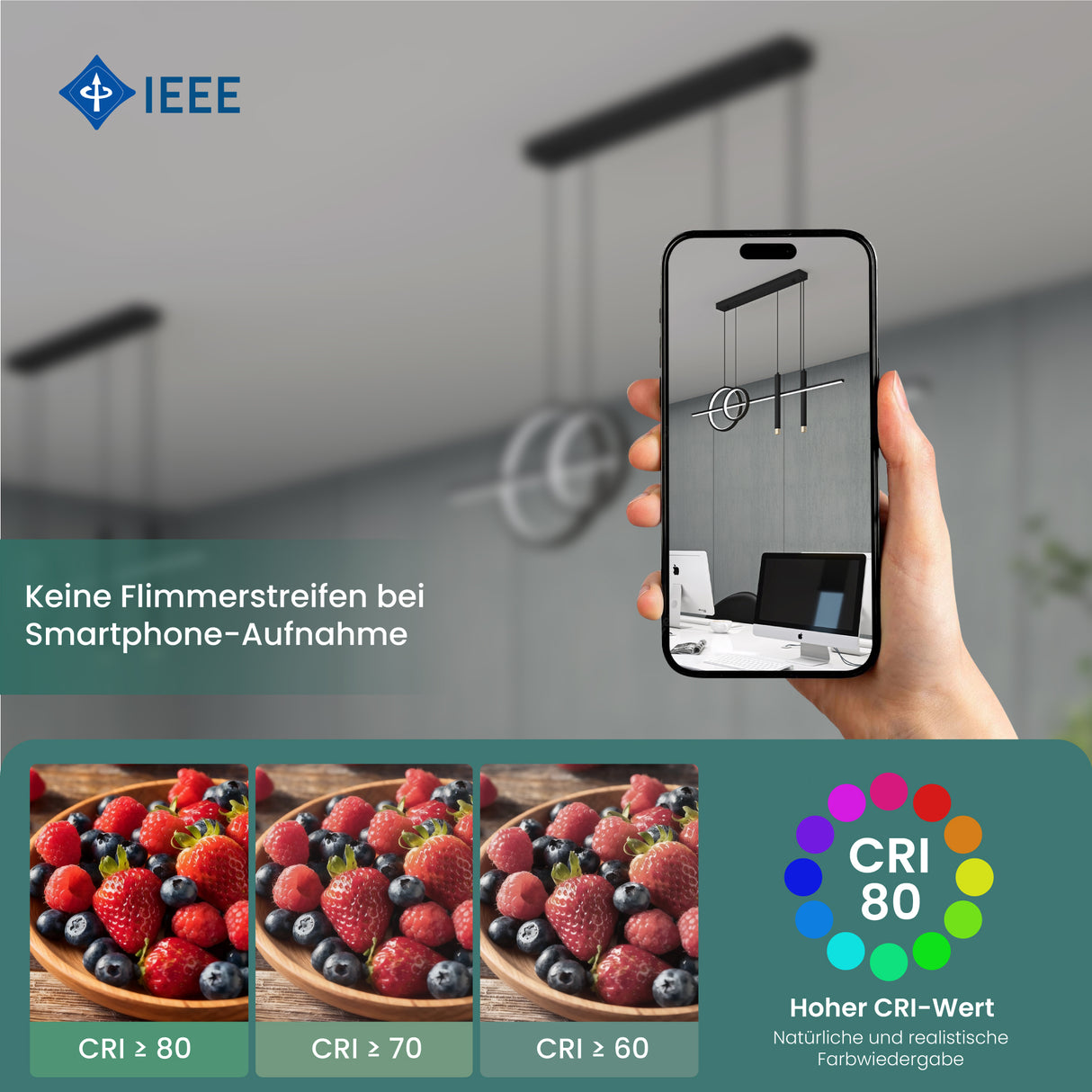 lampara colgante glasvilla 100cm LED diseño lineal 3000K/4000K/6000K cable ajustable 38W lámpara colgante para comedor sala de estar dormitorio