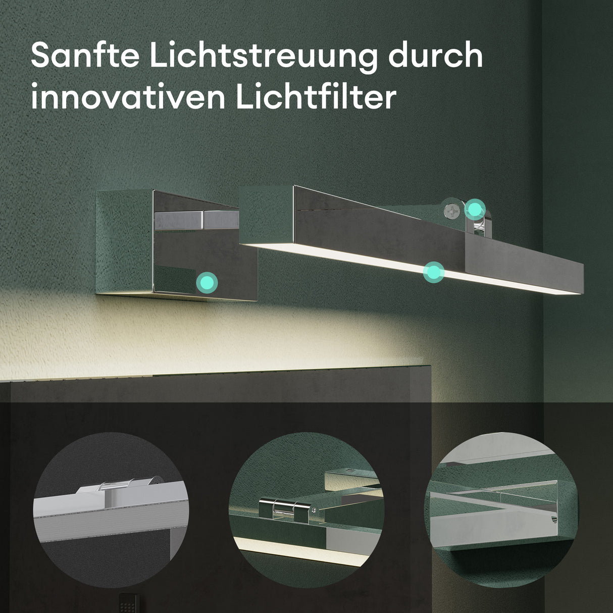 glasvilla Lampe de Salle de Bain LED pour Miroir | Lampe de Miroir 4000K pour Salle de Bain | Applique LED 9W Rotatif à 180° Strahlenschön