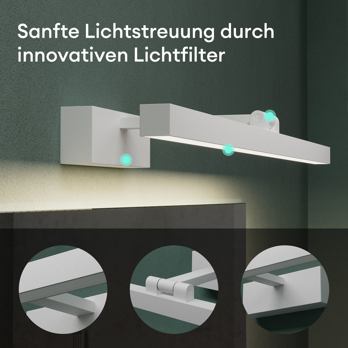glasvilla Lampe de Salle de Bain LED pour Miroir | Lampe de Miroir 4000K pour Salle de Bain | Applique LED 9W Rotatif à 180° Strahlenschön