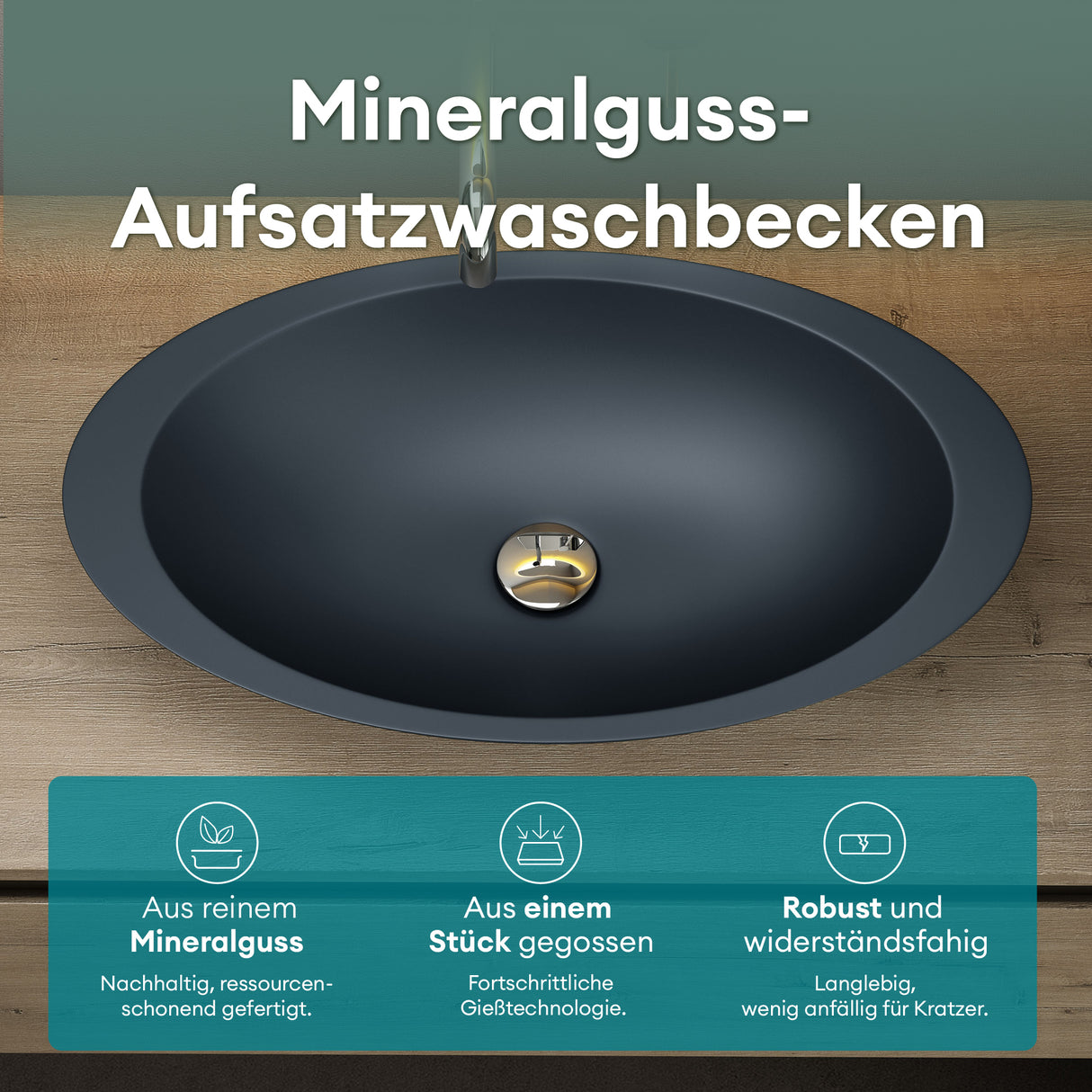 Vasque à poser Glasvilla, vasque, meuble-lavabo, vasque en fonte minérale Col802