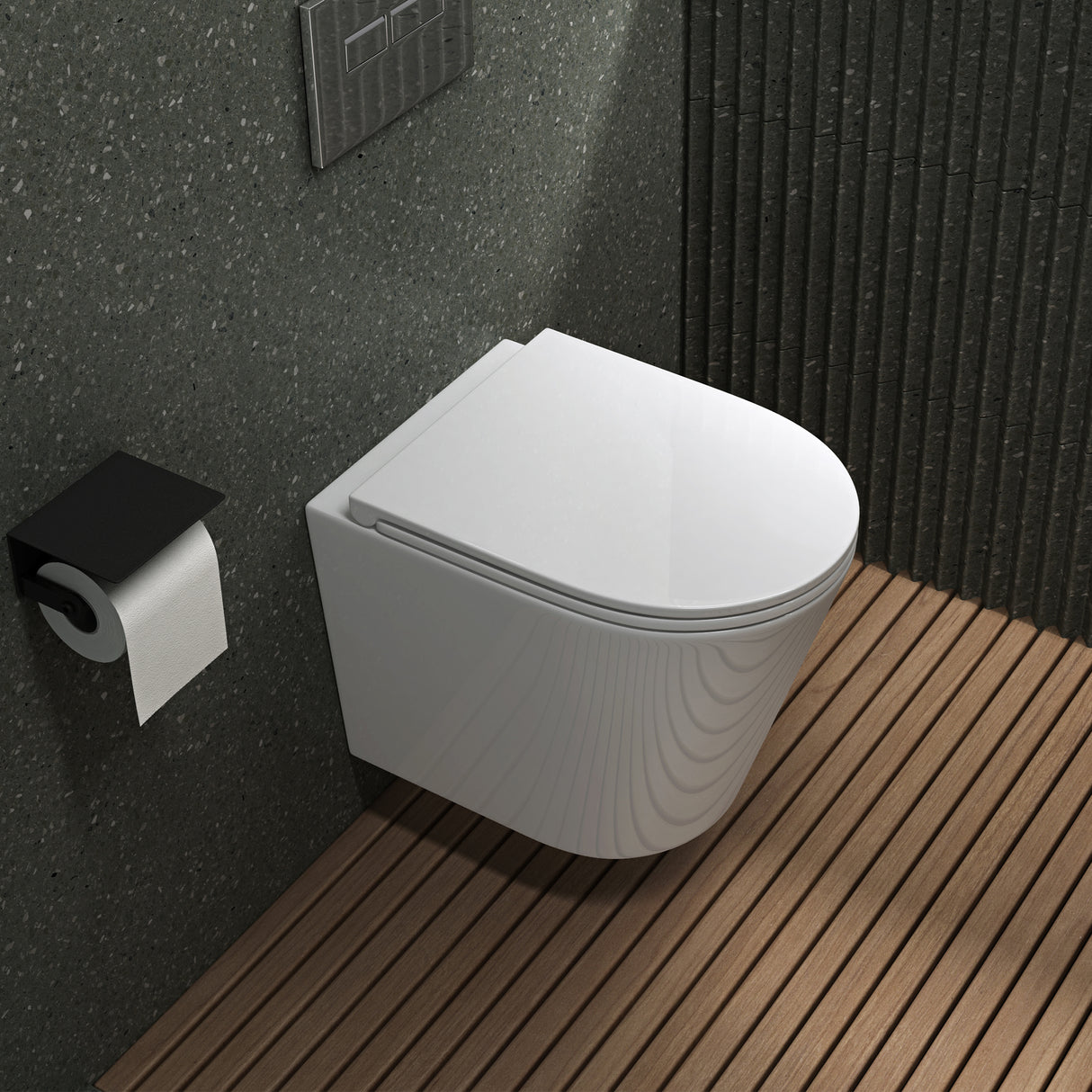 glasvilla Sanitari Bagno Sospeso in Ceramica, WC Sospeso senza Brida con Chiusura di Soft Close Aachen108