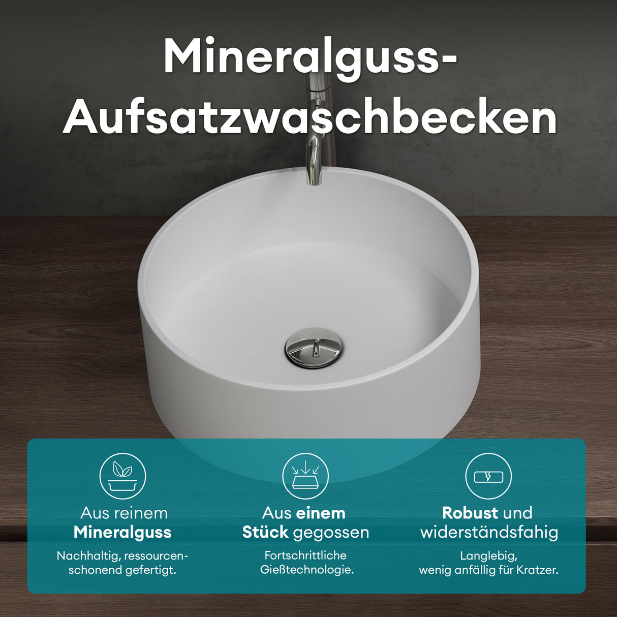 Vasque ronde Glasvilla 40x40x15cm Col804 à poser, sans trou de robinetterie ni trop-plein