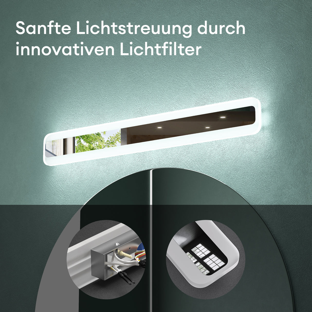 glasvilla Lampe de Salle de Bain LED pour Miroir | Lampe Miroir à Intensité Variable 3 Couleurs 3000K-6000K | Lampe de Maquillage 14W LumaRay