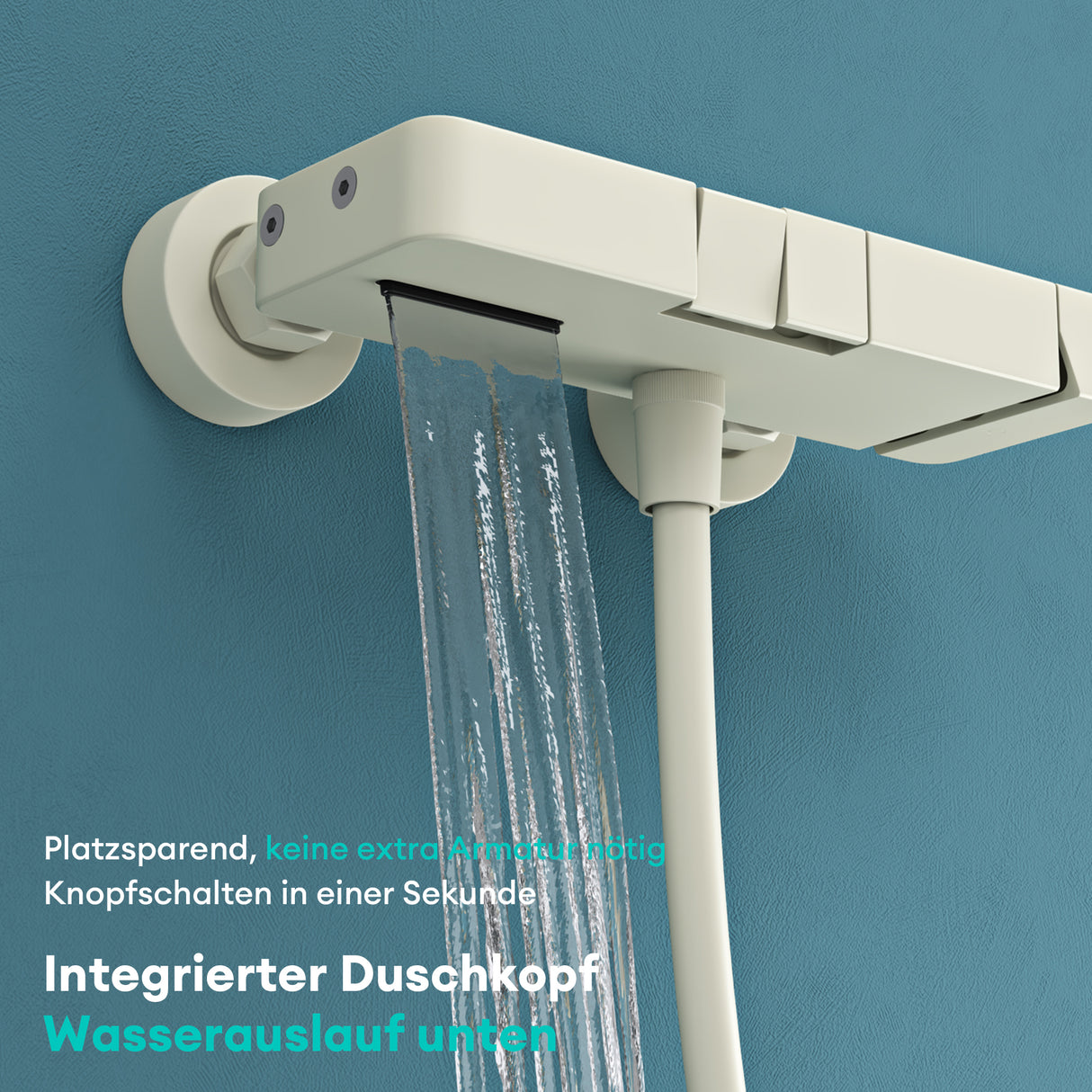 glasvilla Duschsystem mit Regendusche Duschkopf 3 Strahlarten höhenverstellbar Duschbrause mit Unterauslauf aus Aluminium Duschsystem10