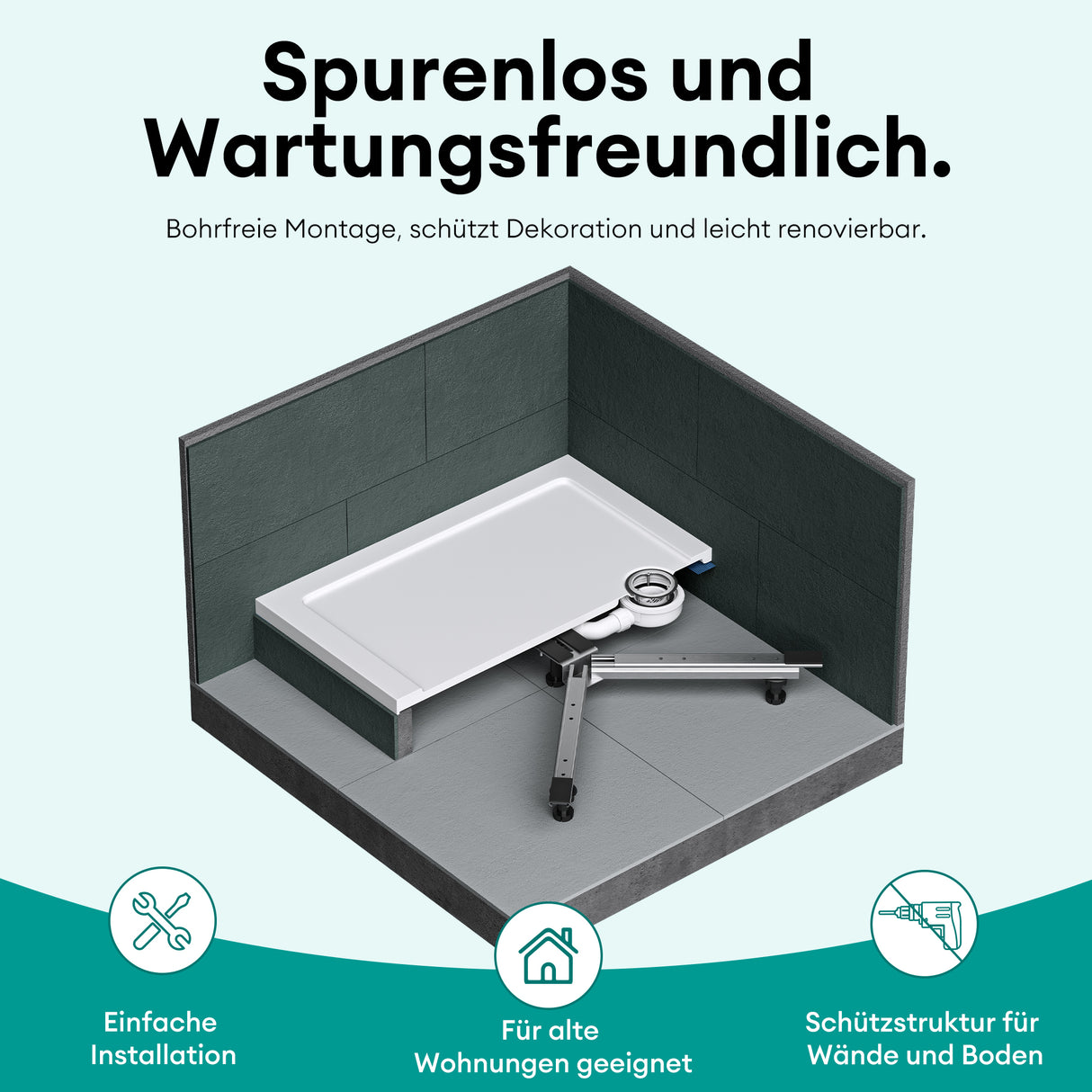 Pieds de receveur de douche, pied de receveur de douche, pied de fixation pour receveurs de douche en forme de X, cadre de receveur de douche avec 5 pieds réglables