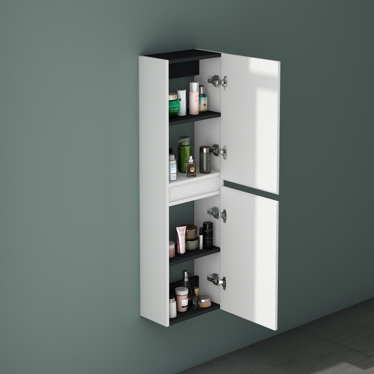 glasvilla Armadio Colonna Bagno con 2 Ante e 4 Vani, Mobile Bagno Alto Multiuso 35x20x120cm Mobiletto da Bagno Verona