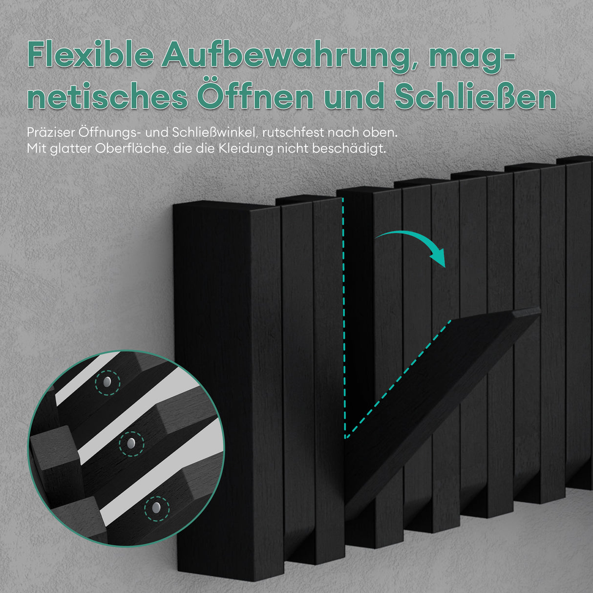 glasvilla Kleiderhaken Wandgarderobe Wandhaken aus Holz Garderobe mit 7 magnetischen Klapphaken Garderobenleiste Garderobenhaken Twigro-01
