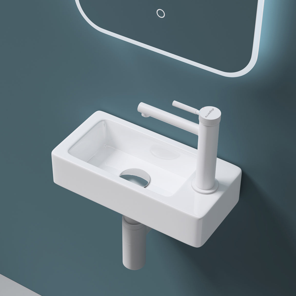 Lavabo Glasvilla pour WC invités, lavabo suspendu en céramique blanche avec nano-revêtement, Bruxelles 3053