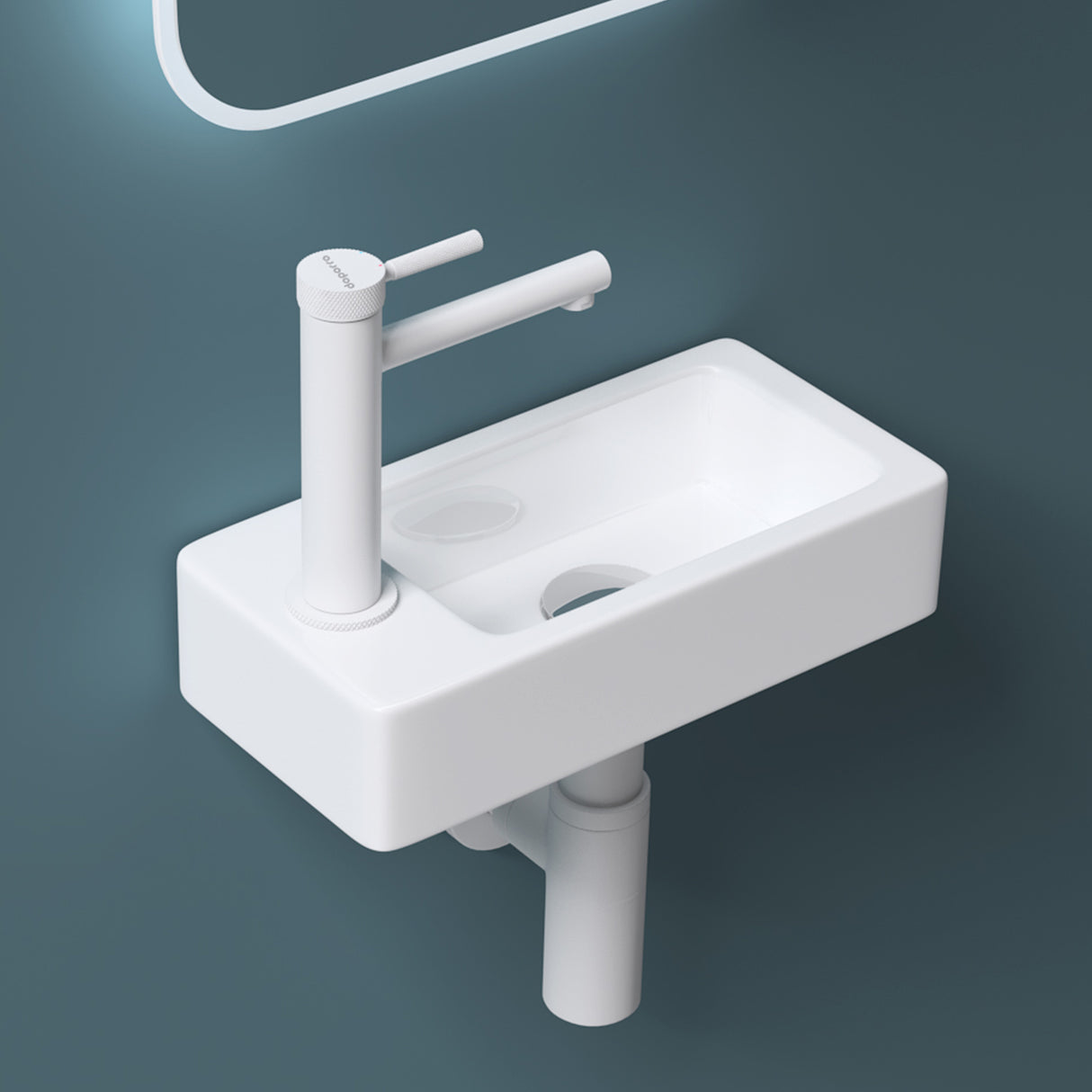 Lavabo Glasvilla pour WC invités, lavabo suspendu en céramique blanche avec nano-revêtement, Bruxelles 3053