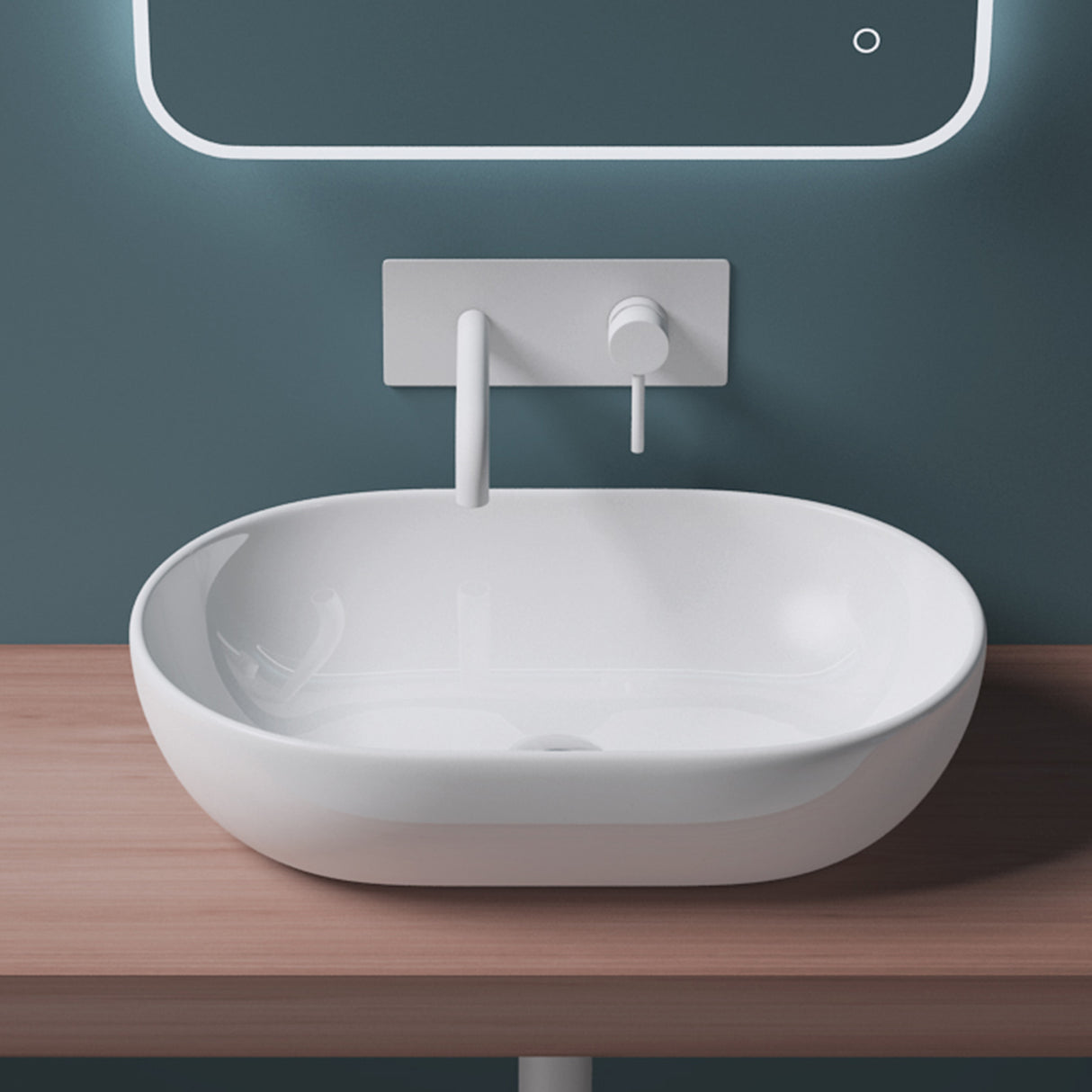 glasvilla lavabo de encimera cerámica en blanco con recubrimiento nano Bruselas322