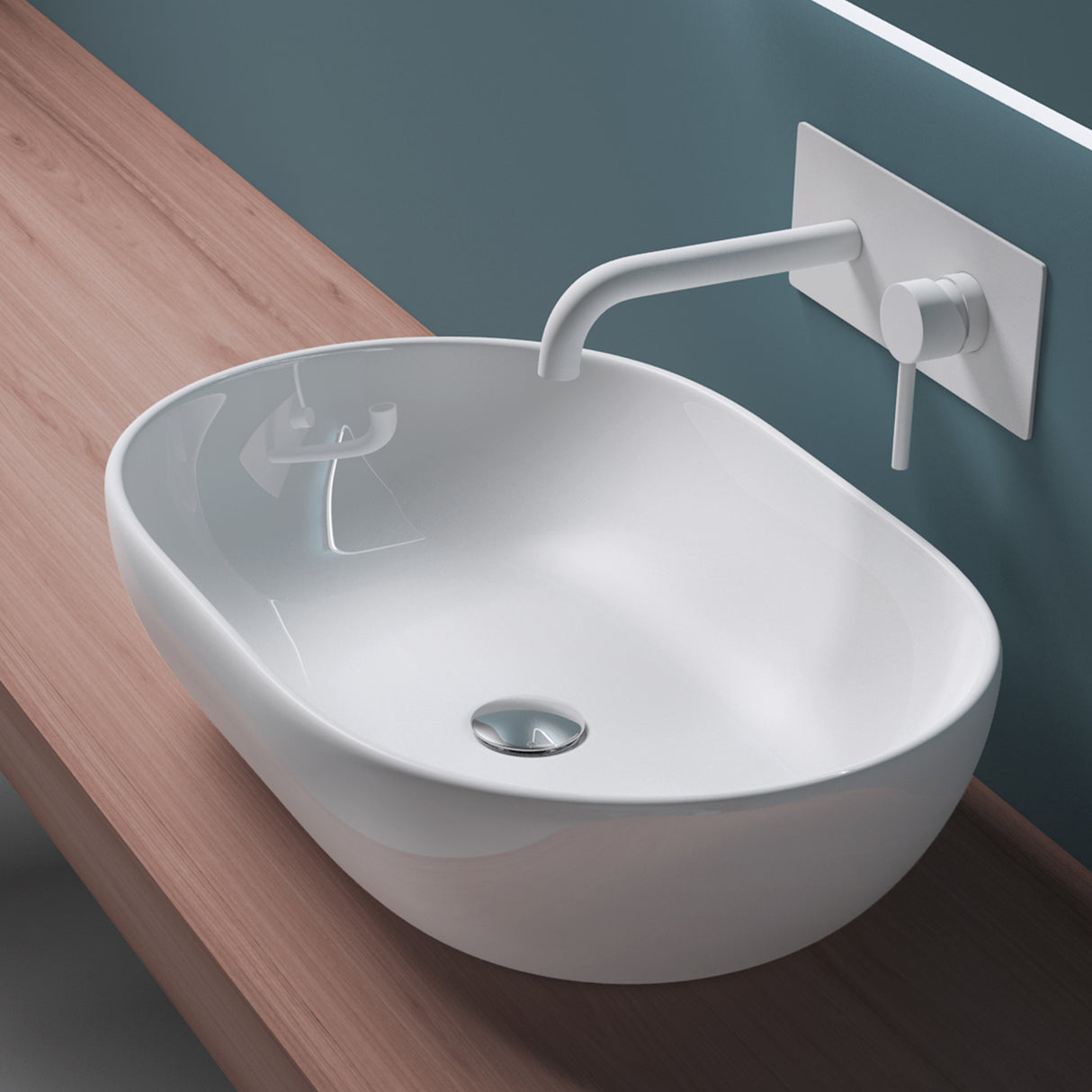 glasvilla lavabo de encimera cerámica en blanco con recubrimiento nano Bruselas322