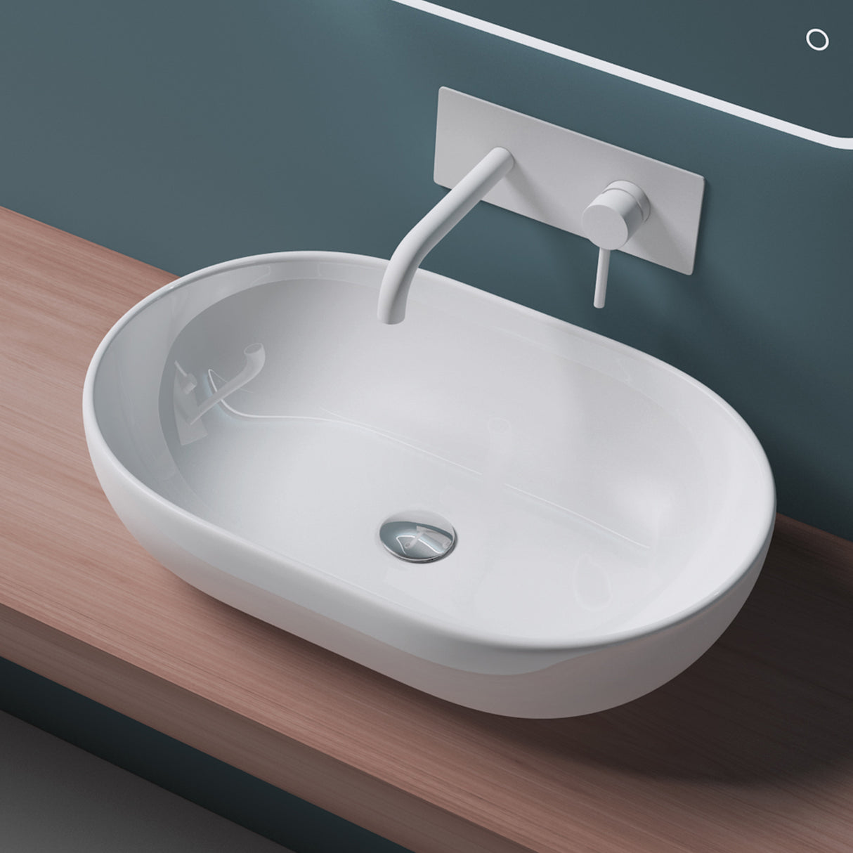 glasvilla lavabo de encimera cerámica en blanco con recubrimiento nano Bruselas322