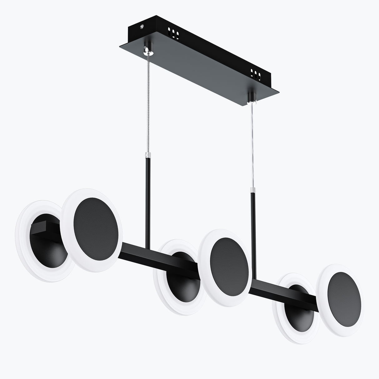 Suspension Glasvilla 70 cm, lampe LED dimmable avec télécommande, température de couleur 3000K/4000K/6000K, câble ajustable, 24 W, noir mat, idéale pour salle à manger, salon ou chambre.