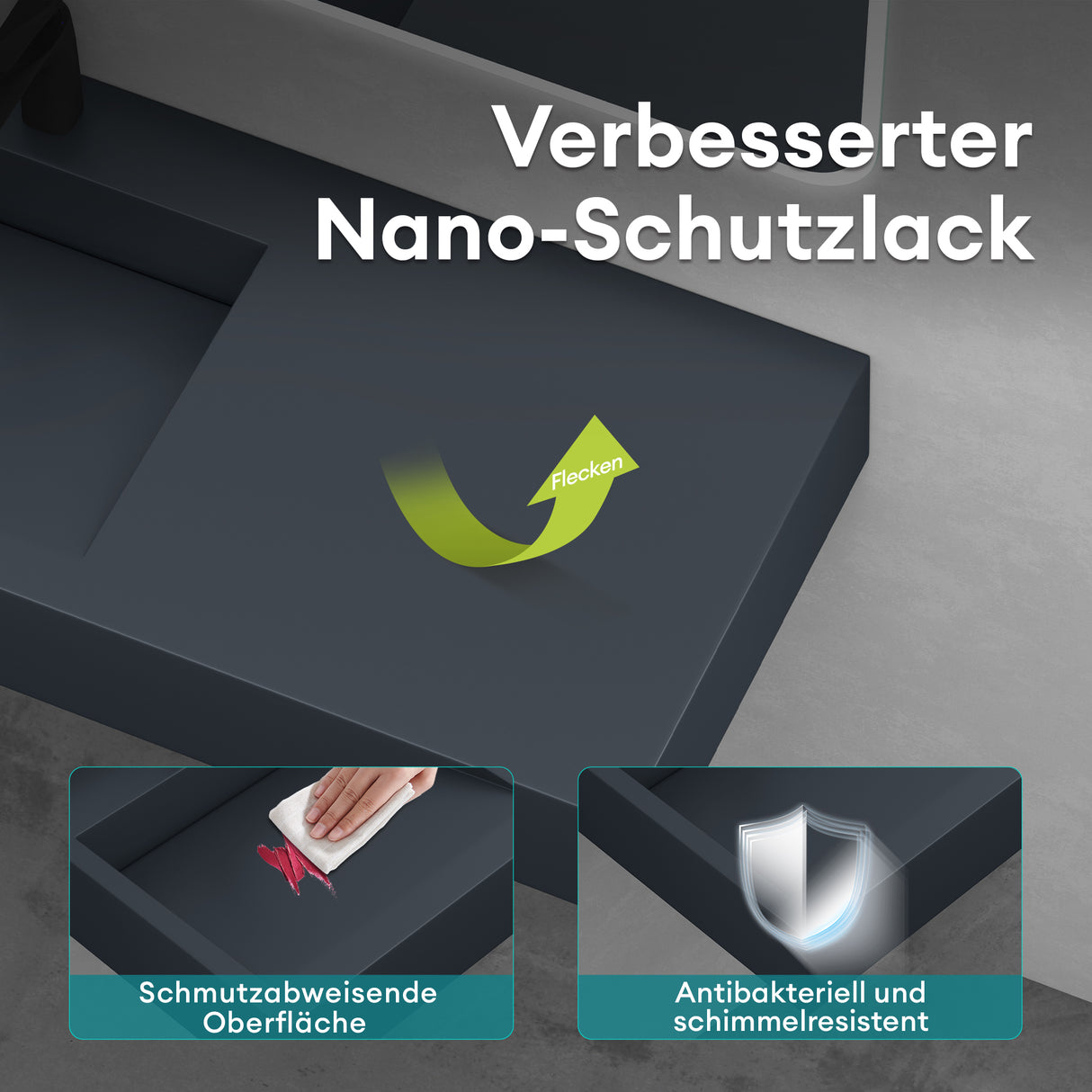 glasvilla Lavabo da Appoggio da Marmo Fuso Lavabo Bagno Sospeso Lavandino Bagno Rettangolare Col11