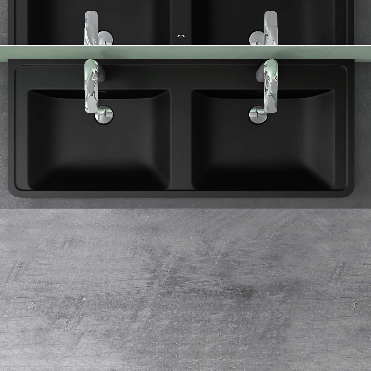 Lavabo Glasvilla, lavabo encastré, vasque rectangulaire en matériau minéral moulé avec trop-plein, Col8