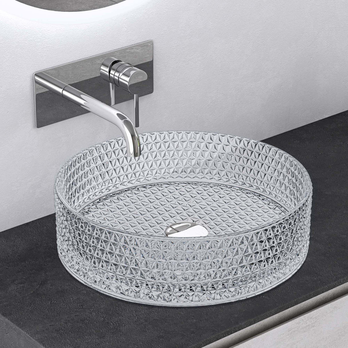 lavabo Glasvilla en verre, vasque à poser, lavabo rond