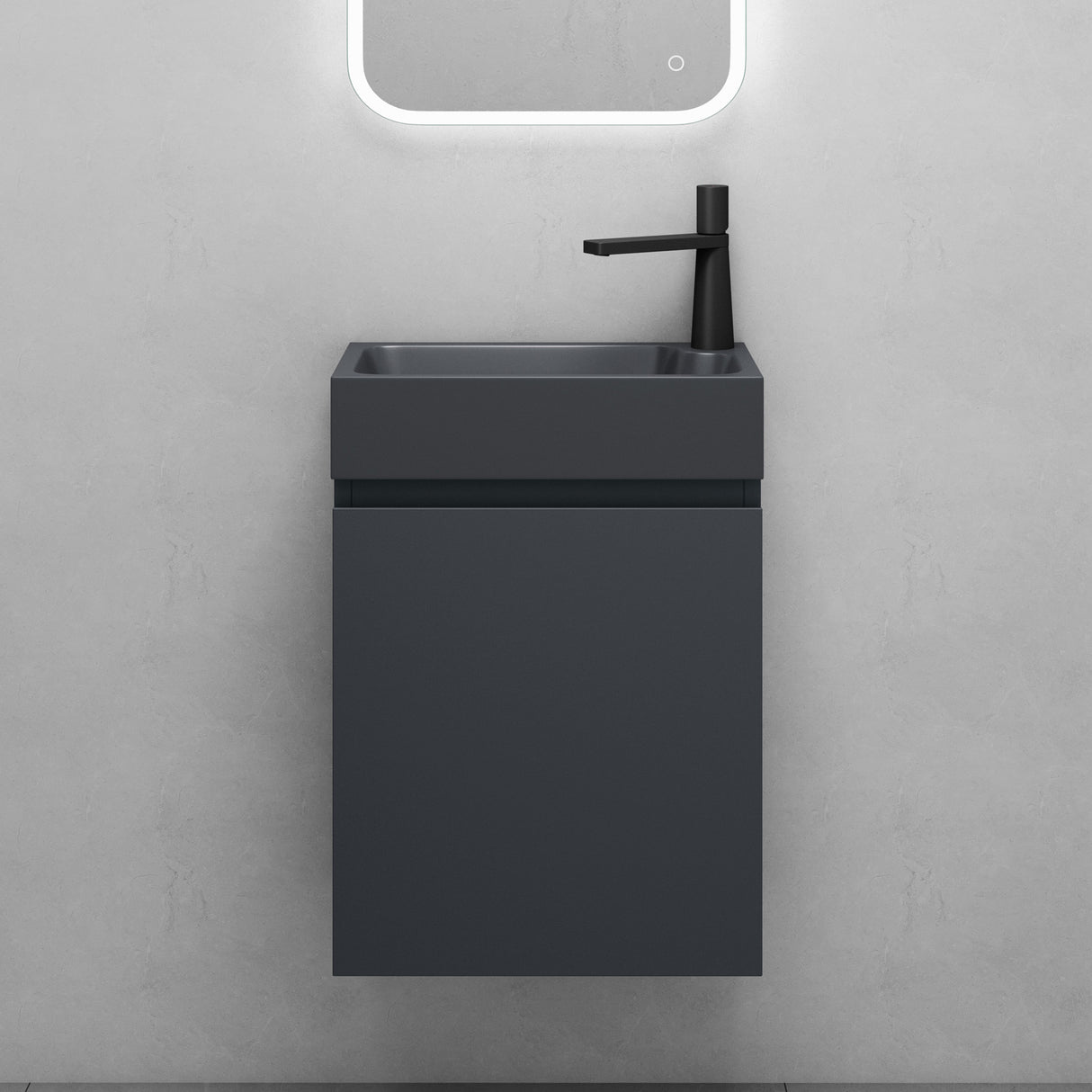 glasvilla Mobile Bagno Sospeso con Lavabo Antracite Opaco Mobiletto da Bagno 46x26x63cm Pisa02