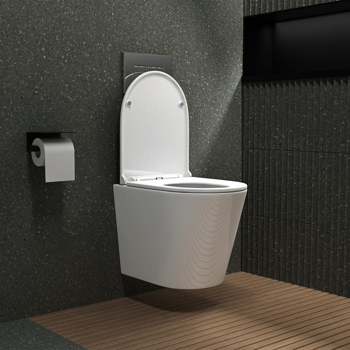 glasvilla Sanitari Bagno Sospeso in Ceramica, WC Sospeso senza Brida con Chiusura di Soft Close Aachen108