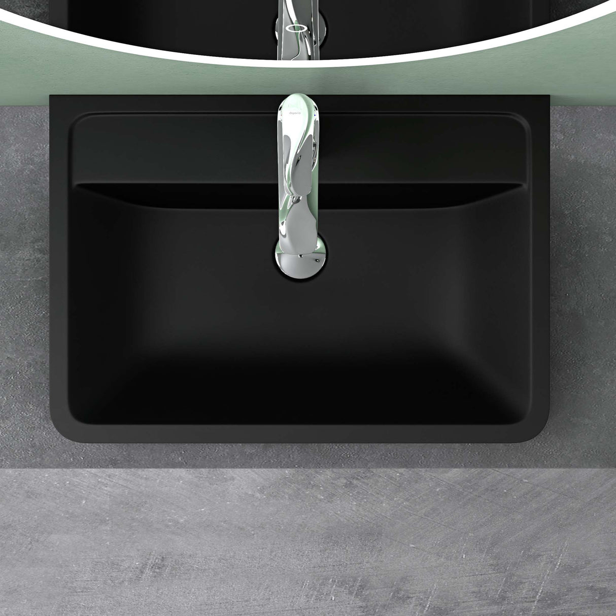 Lavabo Glasvilla, lavabo encastré, vasque rectangulaire en matériau minéral moulé avec trop-plein, Col8