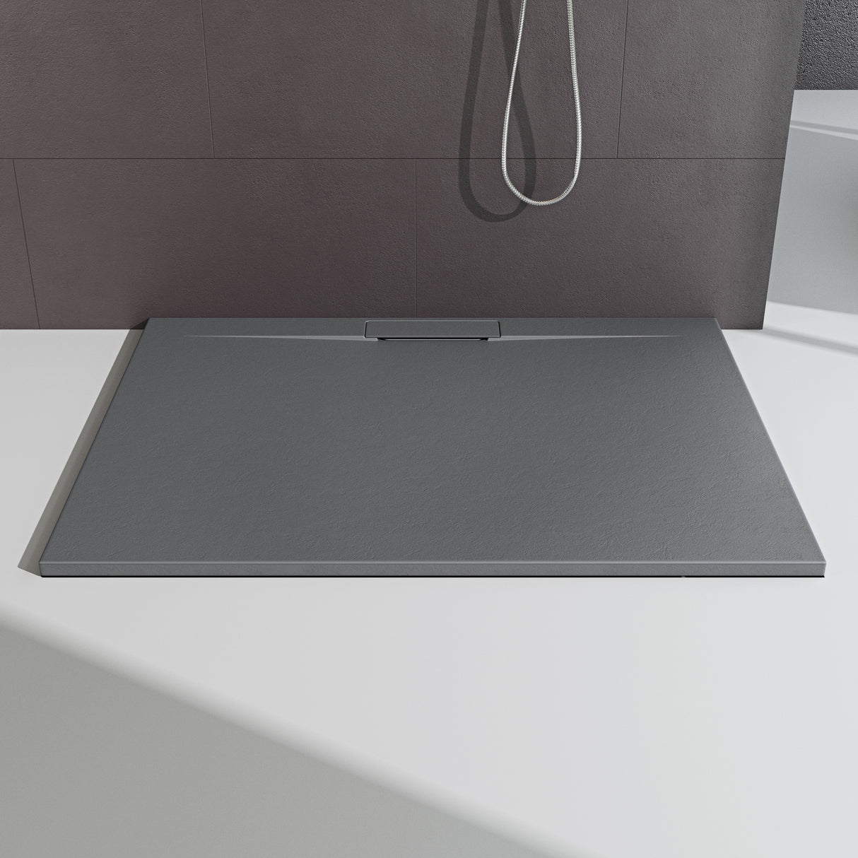 glasvilla Piatto Doccia in Pietra Artificiale Piatto Doccia per Box Doccia Forma: Rettangolare, Grigio Cemento Lyra