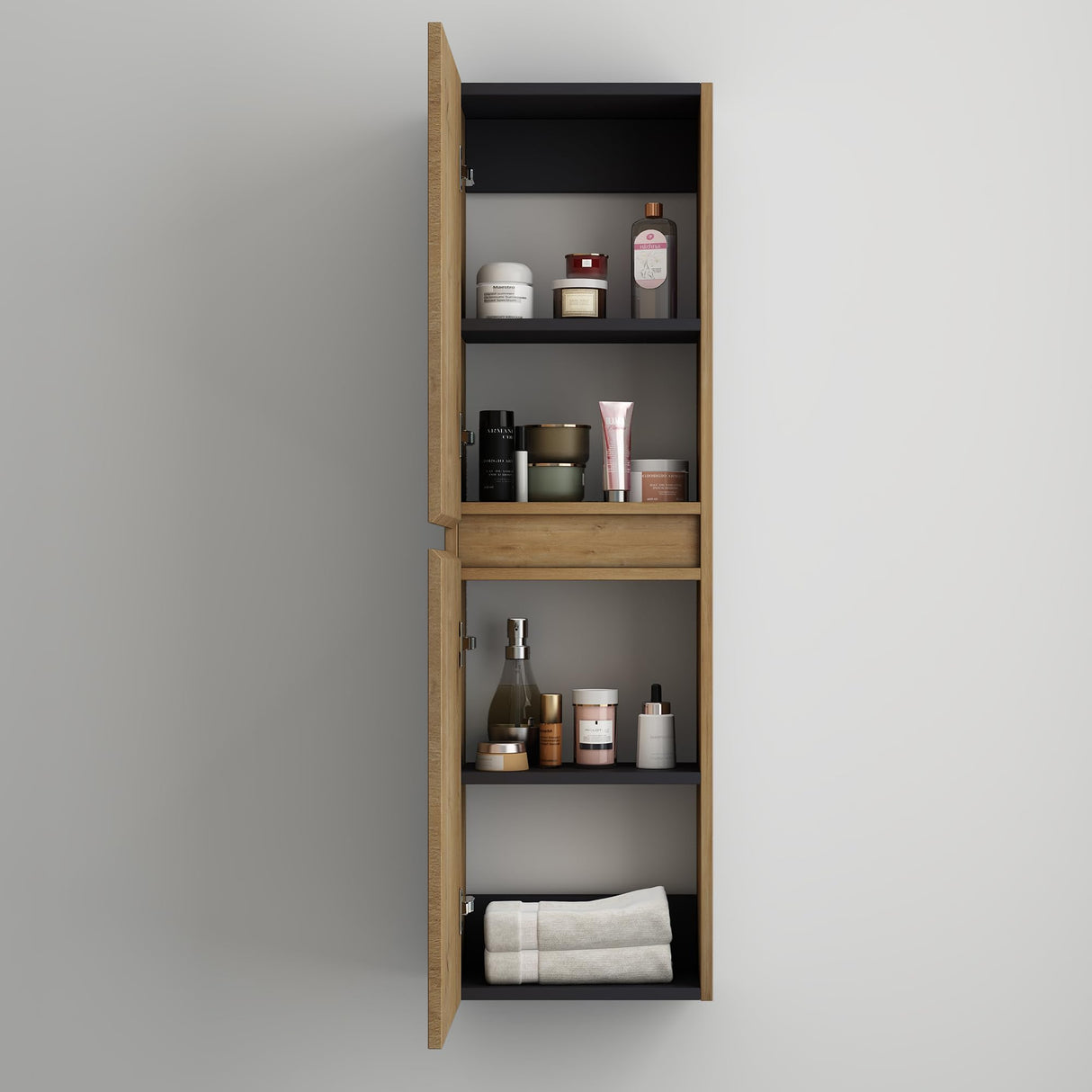 glasvilla Armoire Latérale de Salle de Bain avec 2 Portes et 4 Compartiments Étagère de Salle de Bain Armoire Polyvalente Armoire de Salle de Bain LTH 35x20x120 cm Verona