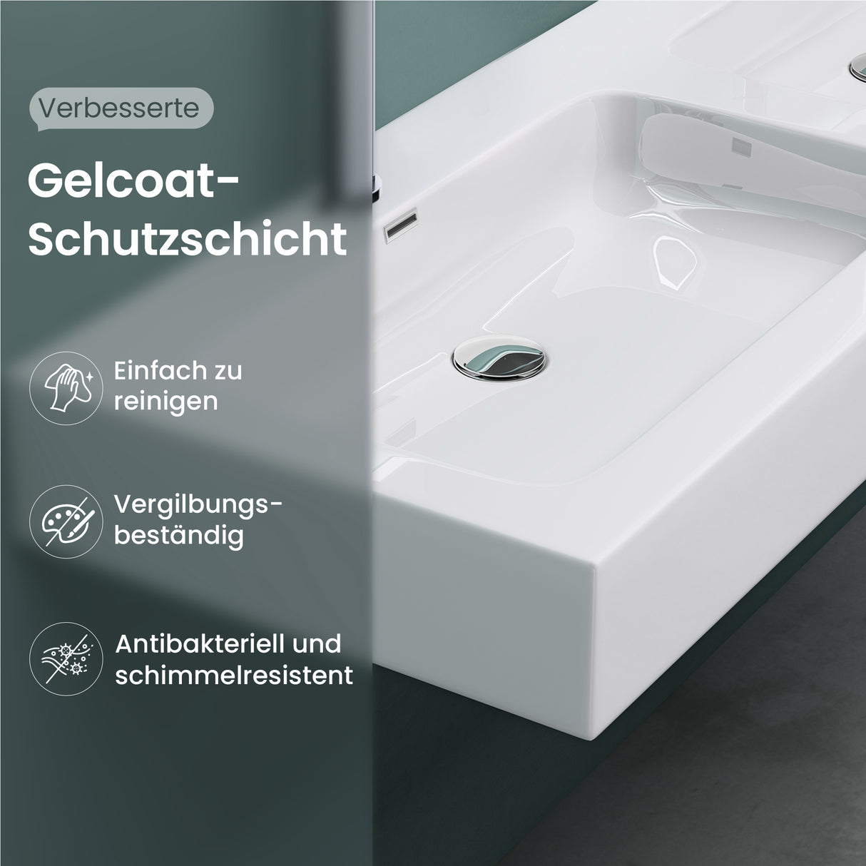 glasvilla Doppelwaschbecken Aufsatzwaschbecken Hängewaschbecken Waschbecken mineralguss Waschplatz Waschtisch Col830