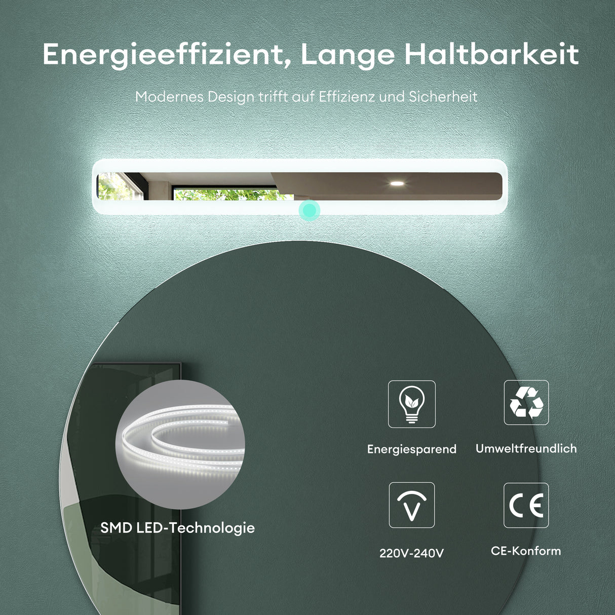 glasvilla Lampe de Salle de Bain LED pour Miroir | Lampe Miroir à Intensité Variable 3 Couleurs 3000K-6000K | Lampe de Maquillage 14W LumaRay