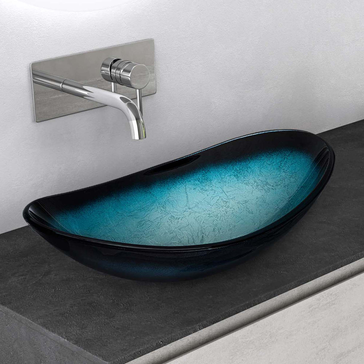 glasvilla Waschbecken Glas Aufsatzwaschbecken Glaswaschbecken Handwaschbecken Waschschale Oval Minerva08