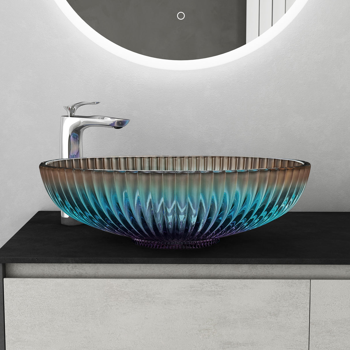 glasvilla Waschbecken Glas Aufsatzwaschbecken Glaswaschbecken Handwaschbecken Waschschale Oval Minerva08