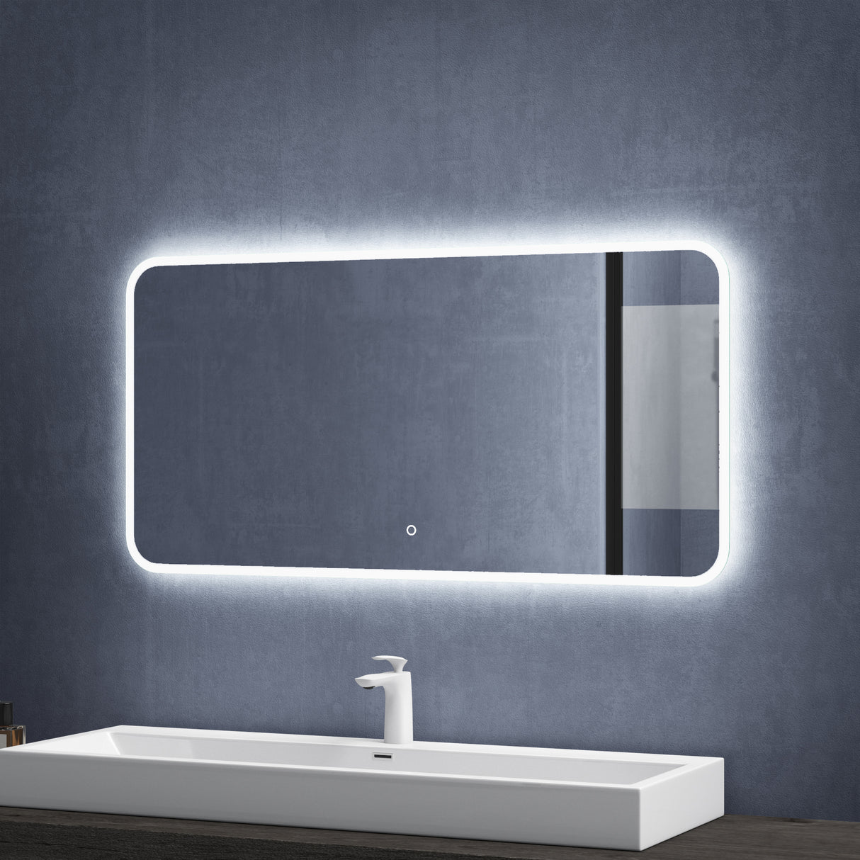 glasvilla Miroir Mural de Salle de Bain Miroir de Salle de Bain LED avec Interrupteur Tactile Antibuée Couche Antibuée
