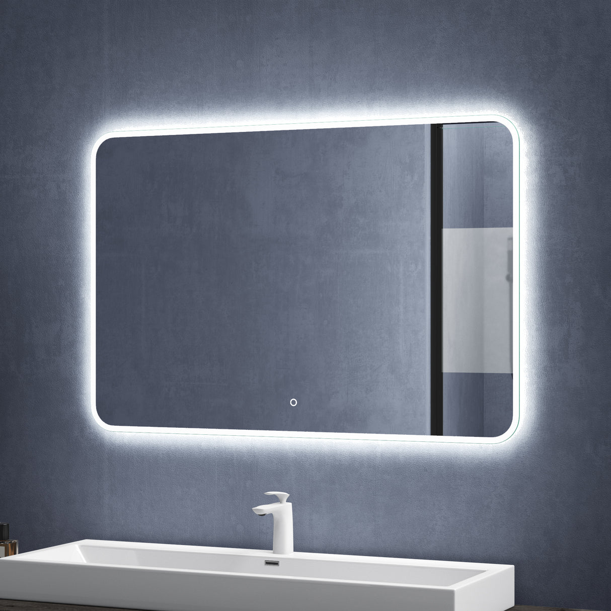glasvilla Miroir Mural de Salle de Bain Miroir de Salle de Bain LED avec Interrupteur Tactile Antibuée Couche Antibuée