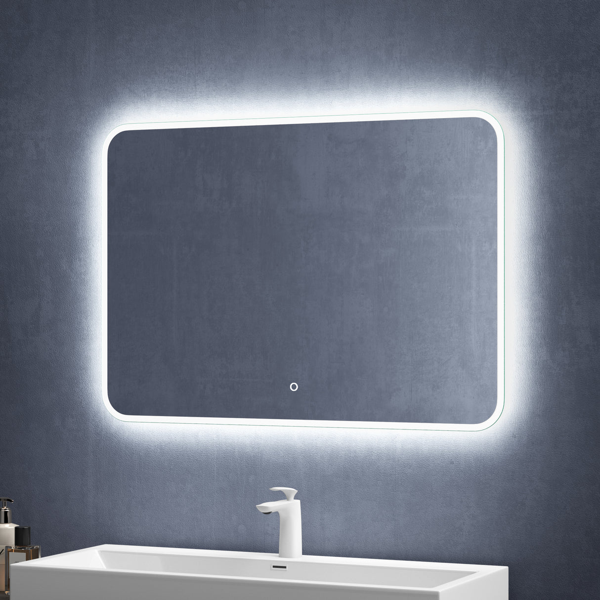 glasvilla Miroir Mural de Salle de Bain Miroir de Salle de Bain LED avec Interrupteur Tactile Antibuée Couche Antibuée