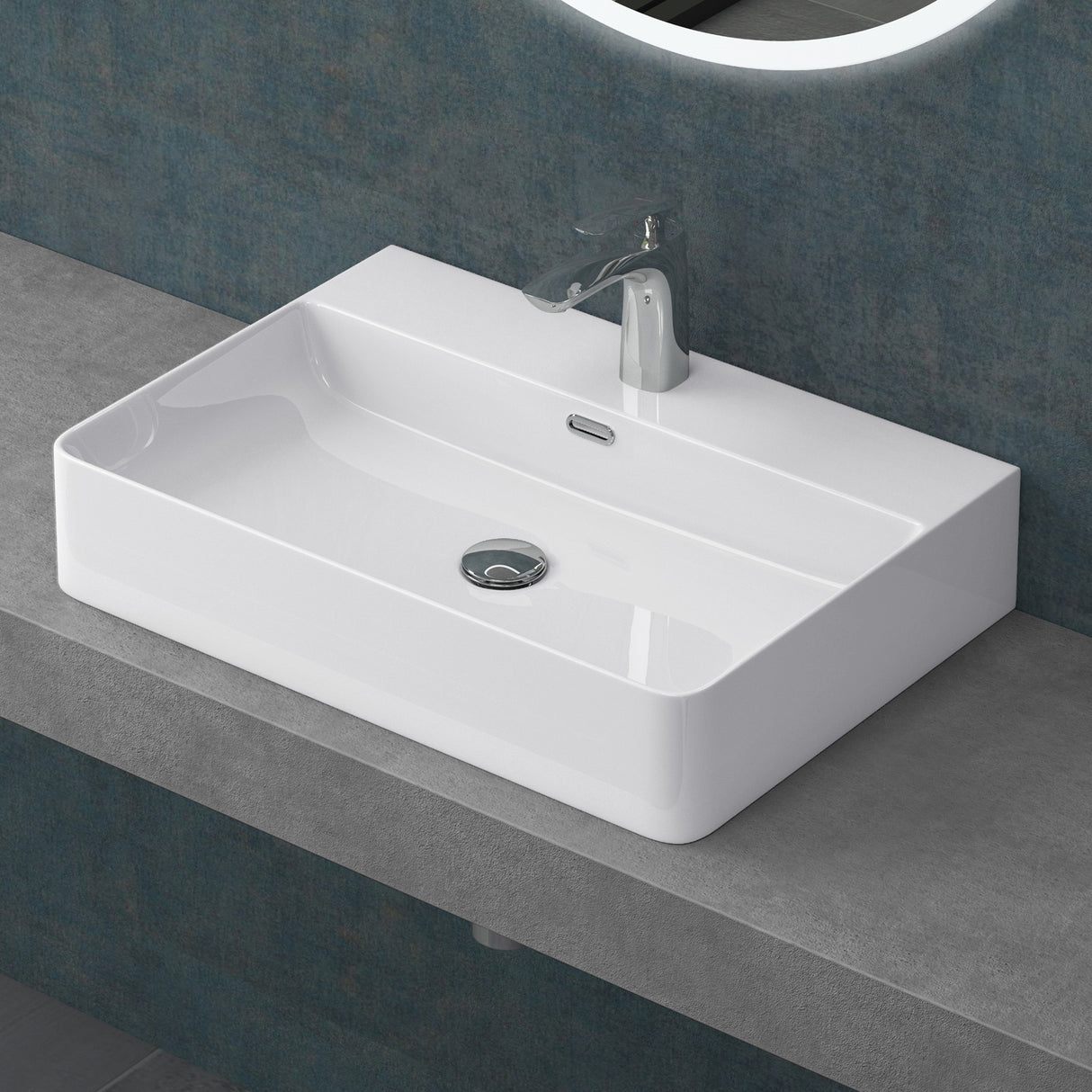 glasvilla Lavabo Lavabo de Encimera Meissen201 Mueble de Baño de Cerámica con Recubrimiento Nano