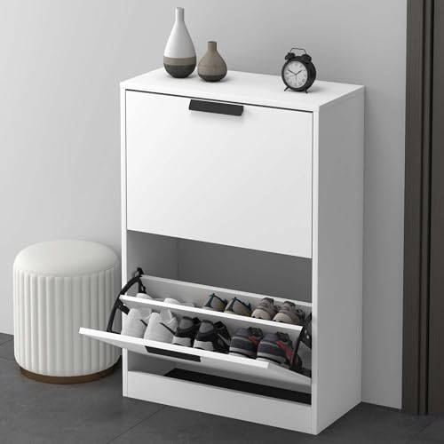 Glasvilla armoire à chaussures coffre à chaussures basculeur à chaussures LxPxH : 60x28x89 cm meuble à chaussures étroit meuble à chaussures01